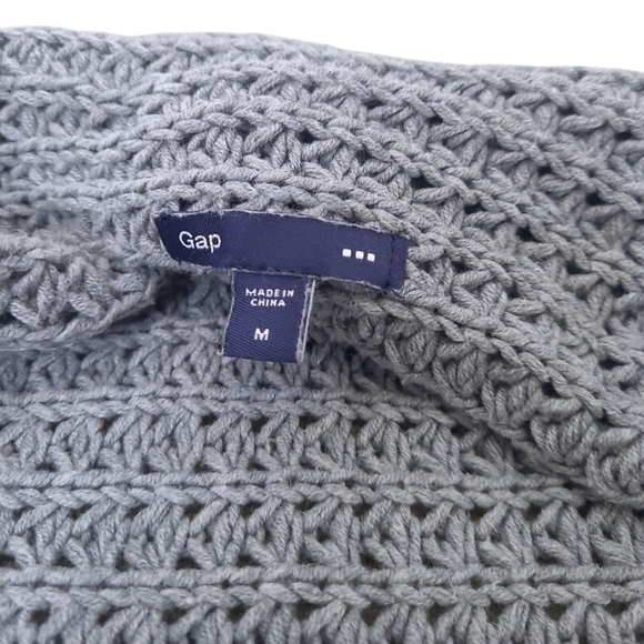 Gap Slouch Chunky Knit Open Cap Sleeve Cardigan W/ Pockets Gray Size Medium - Picture 3 of 6